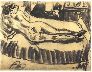 Ernst Ludwig Kirchner Reclining female nude on a couch oil painting artist